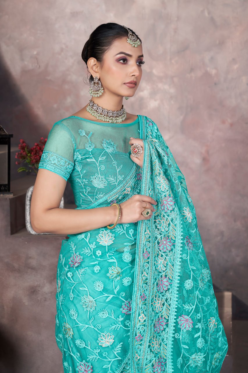 Designer Party Wear Butterfly Net Saree