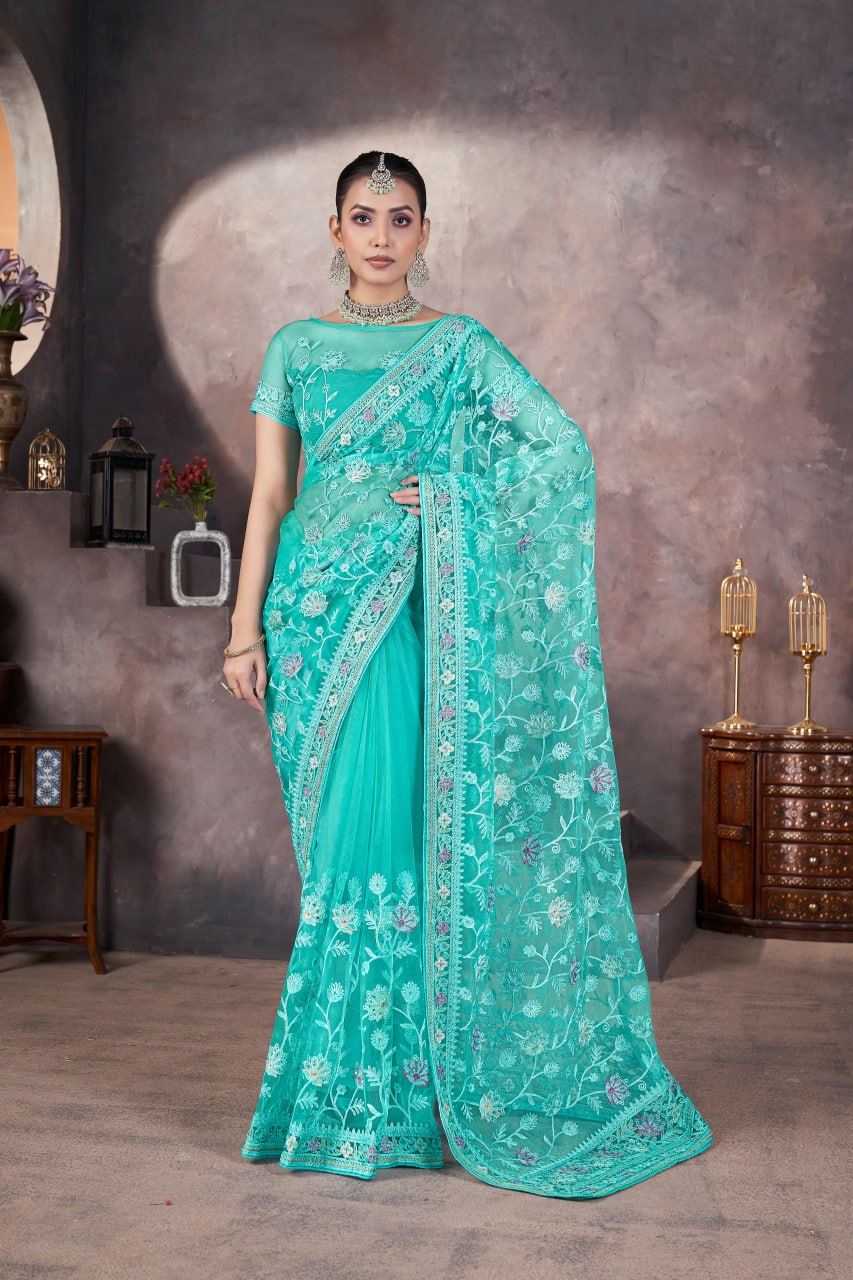 Designer Party Wear Butterfly Net Saree