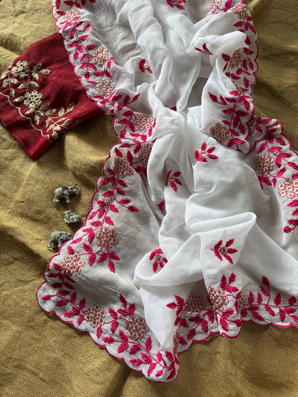 Designer Party Wear Crunchy Silk Saree