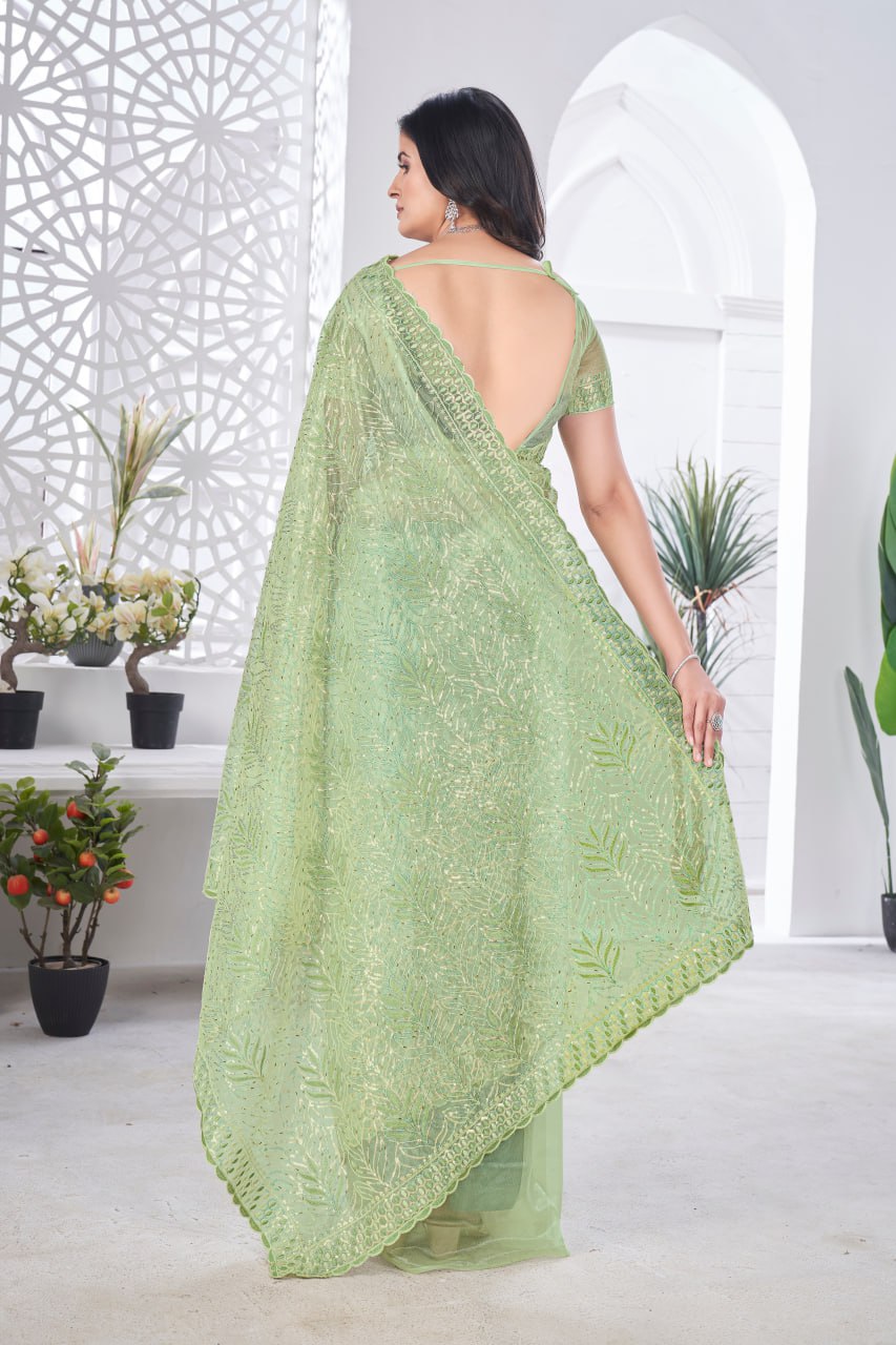 Designer Party Wear Tissue Net Saree