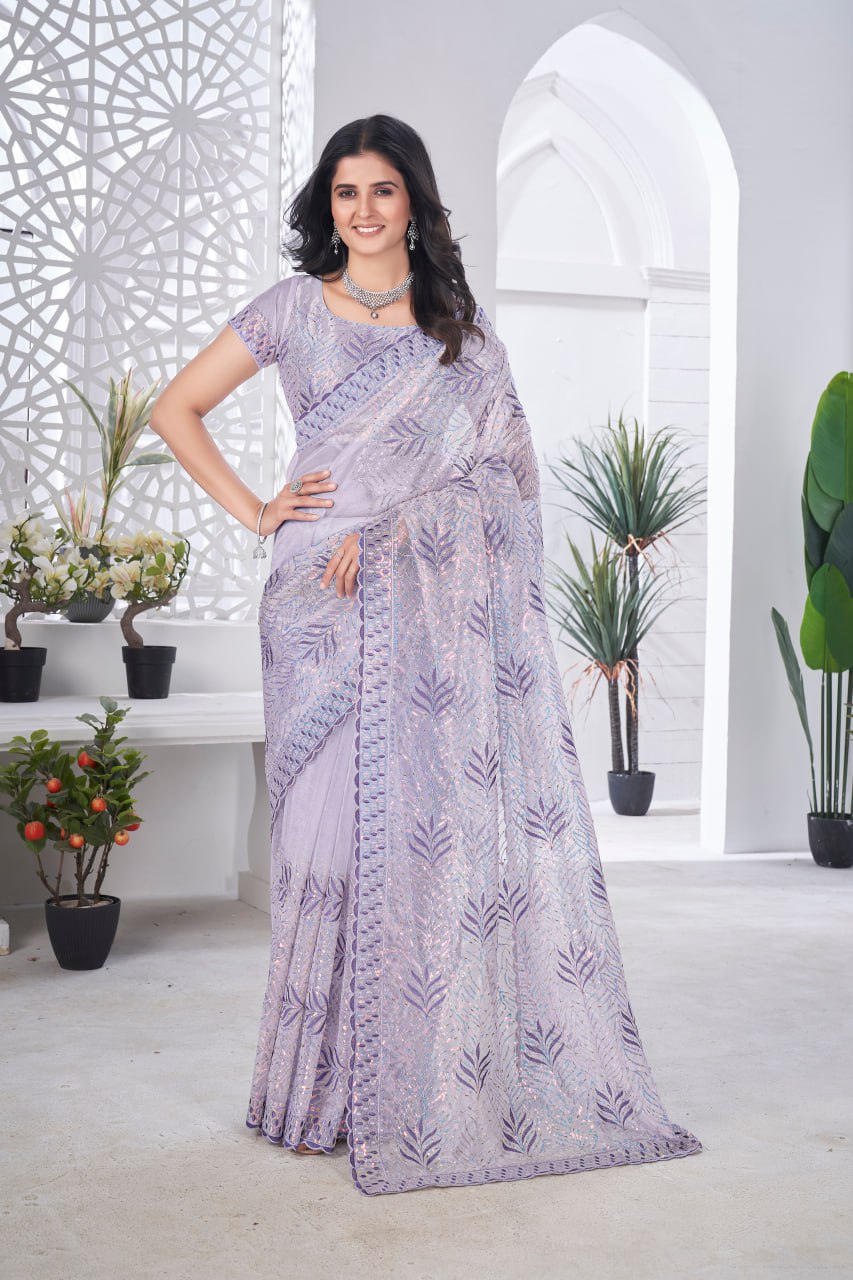 Designer Party Wear Tissue Net Saree