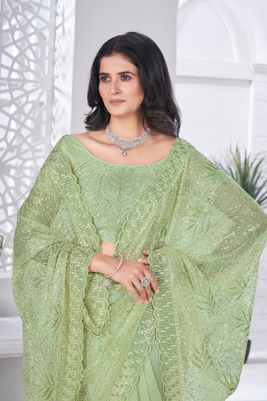 Designer Party Wear Tissue Net Saree