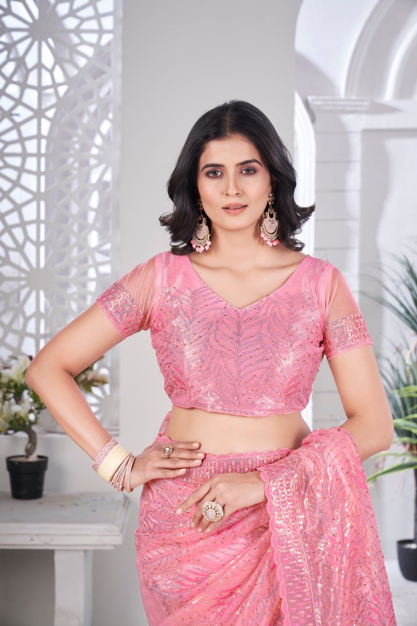 Designer Party Wear Tissue Net Saree