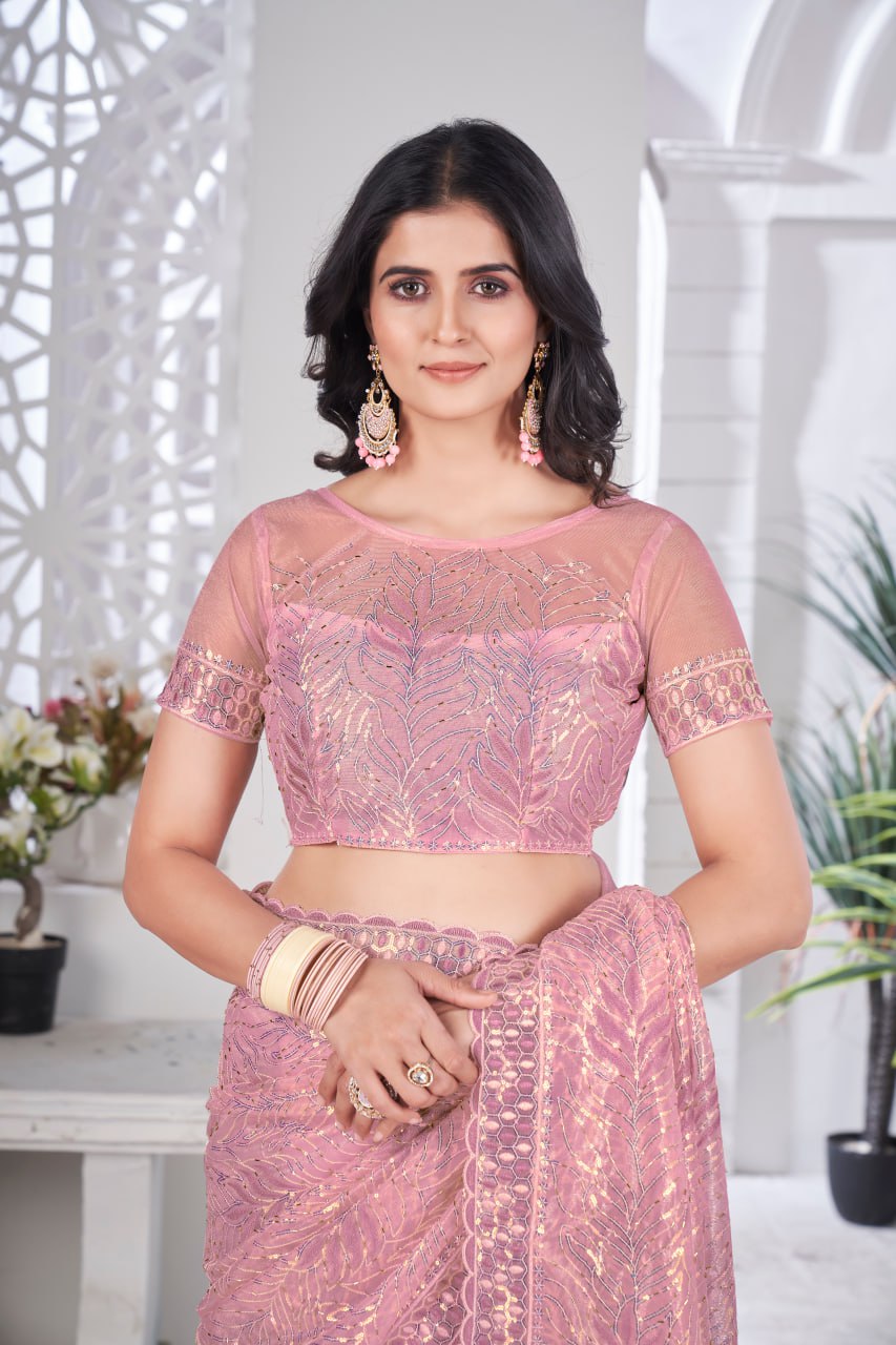 Designer Party Wear Tissue Net Saree