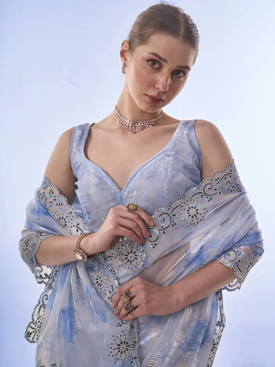 Designer Printed Space Silk Saree | Wedding Wear Sarees