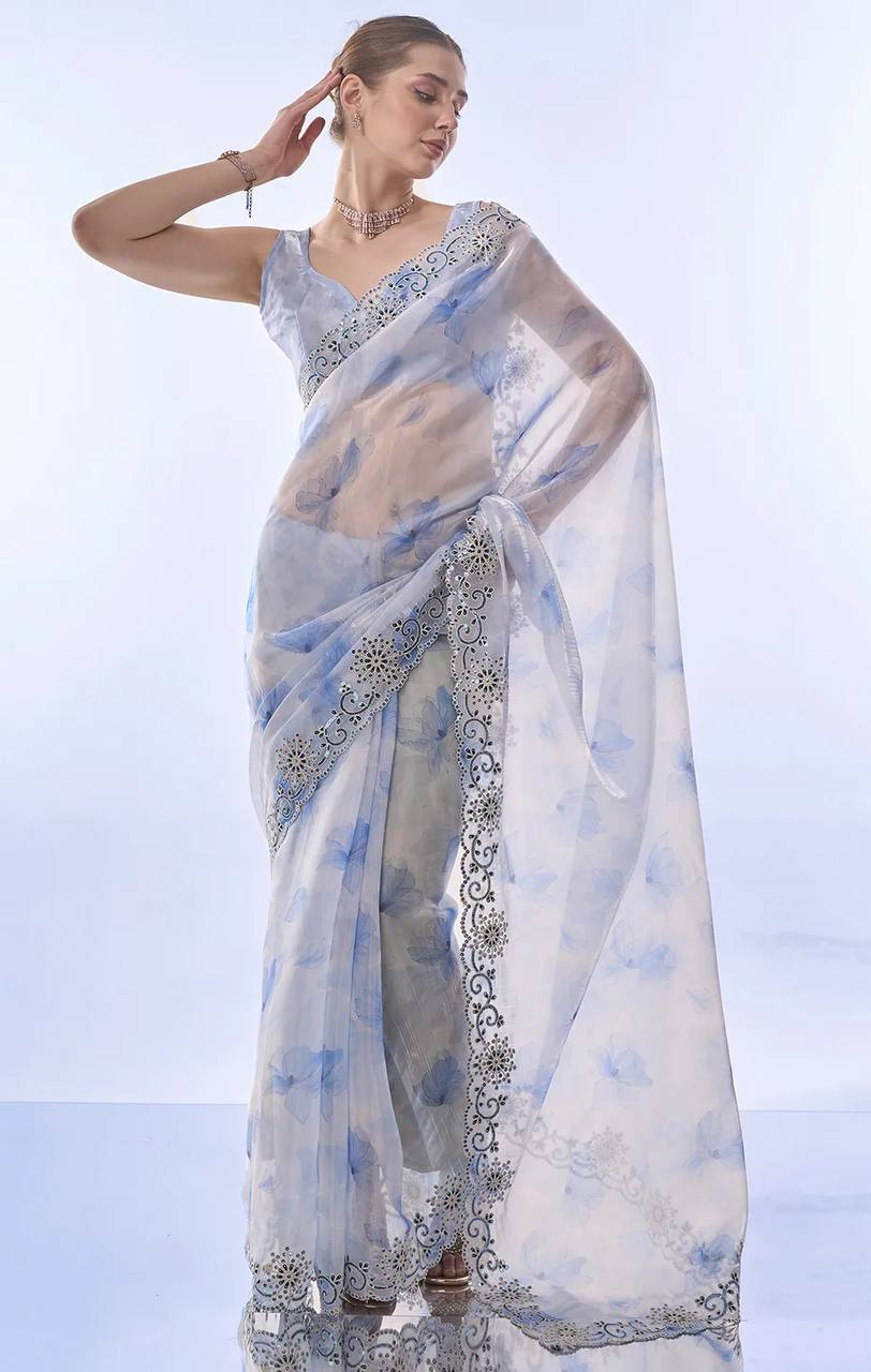 Designer Printed Space Silk Saree | Wedding Wear Sarees