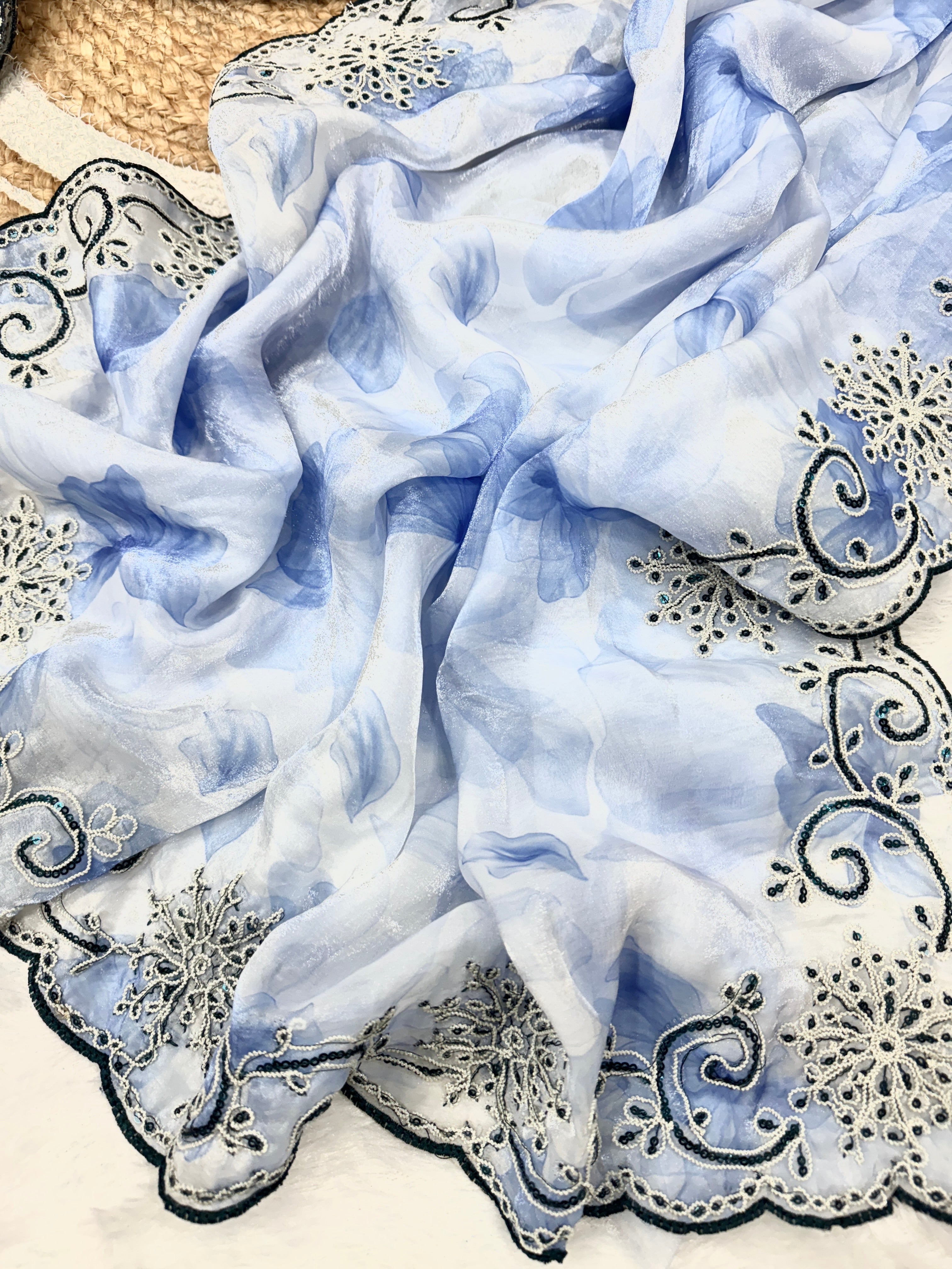 Designer Printed Space Silk Saree | Wedding Wear Sarees