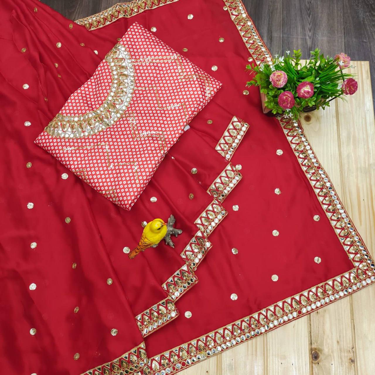 Designer Rani Pink Rangoli Silk Saree