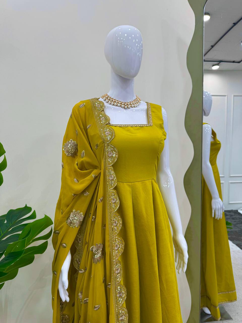 Designer Roman Silk Long Gown Dress | Replica Design