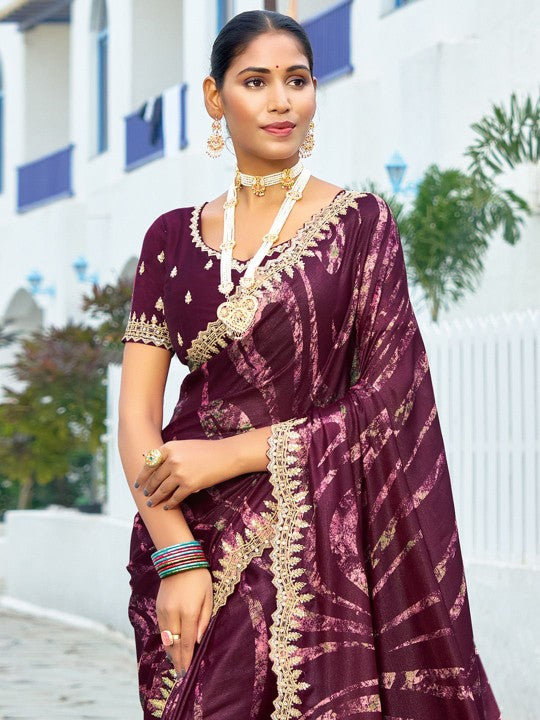 Designer Sequinced Work Chiffon Saree