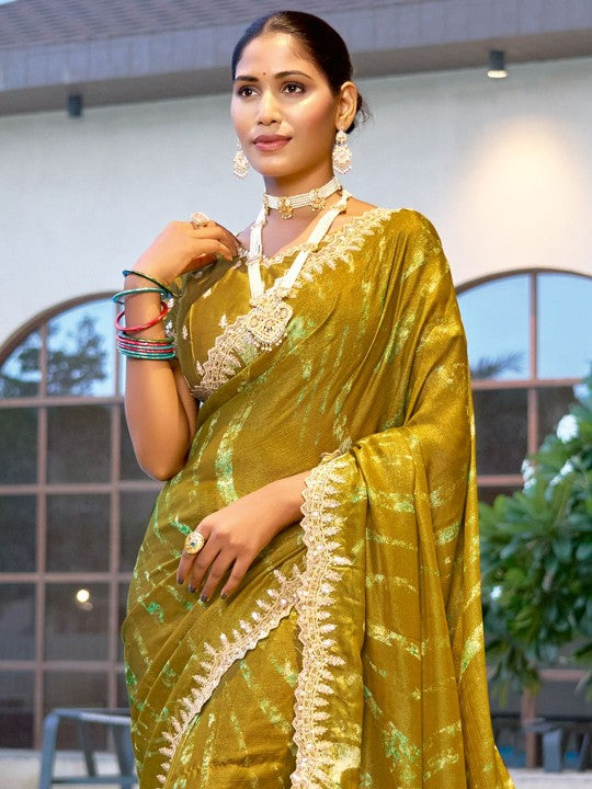 Designer Sequinced Work Chiffon Saree