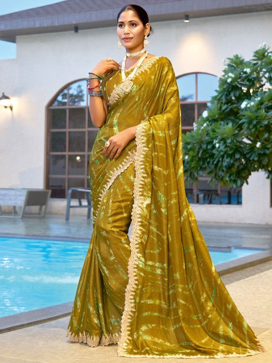 Designer Sequinced Work Chiffon Saree