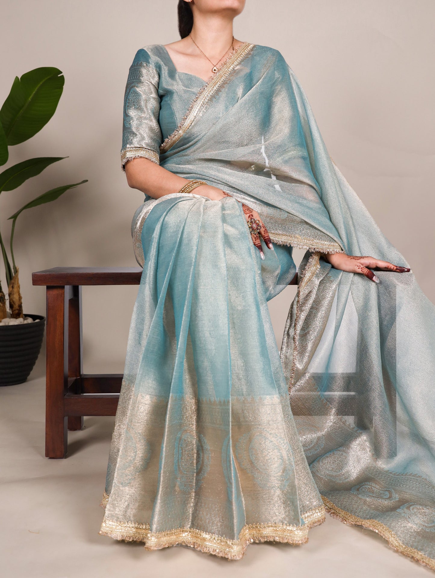 Designer Tissue Shimmer Silk Saree