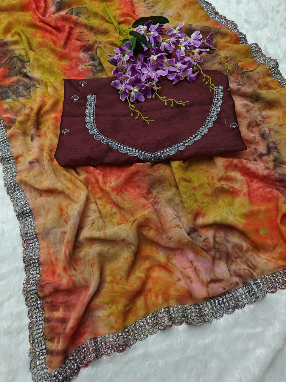 Designer Wedding Wear Georgette Saree | Replica Design