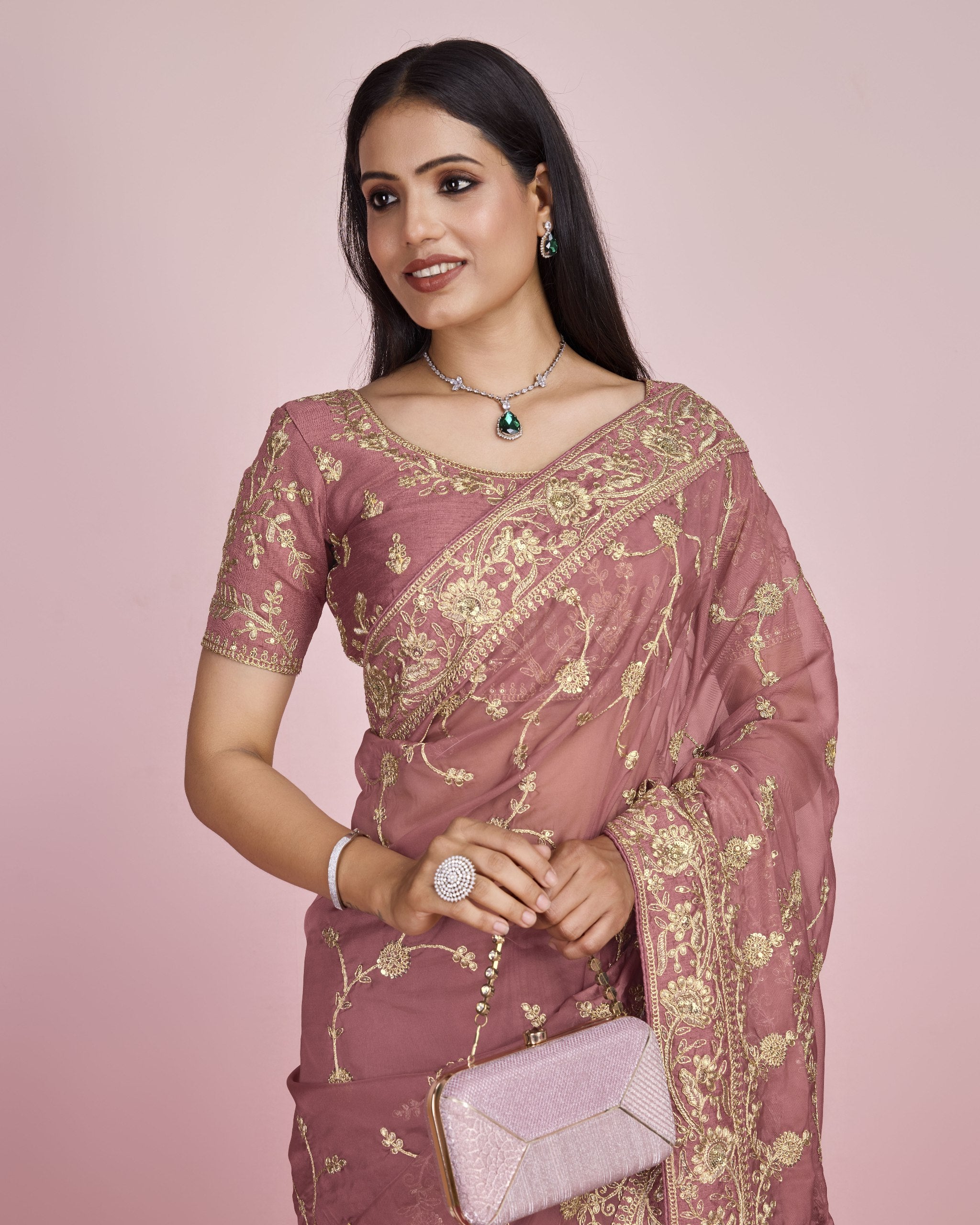 Designer Wedding Wear Taby Silk Organza Saree