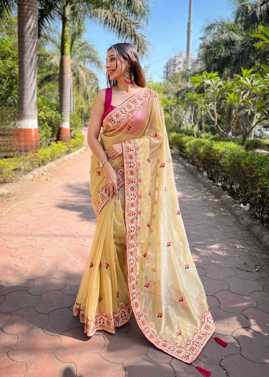 Designer Wedding Wear Twill Net Saree