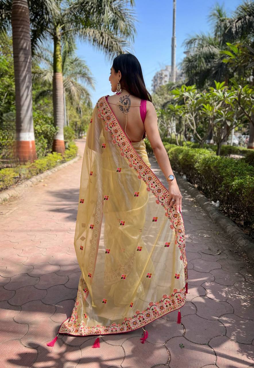 Designer Wedding Wear Twill Net Saree