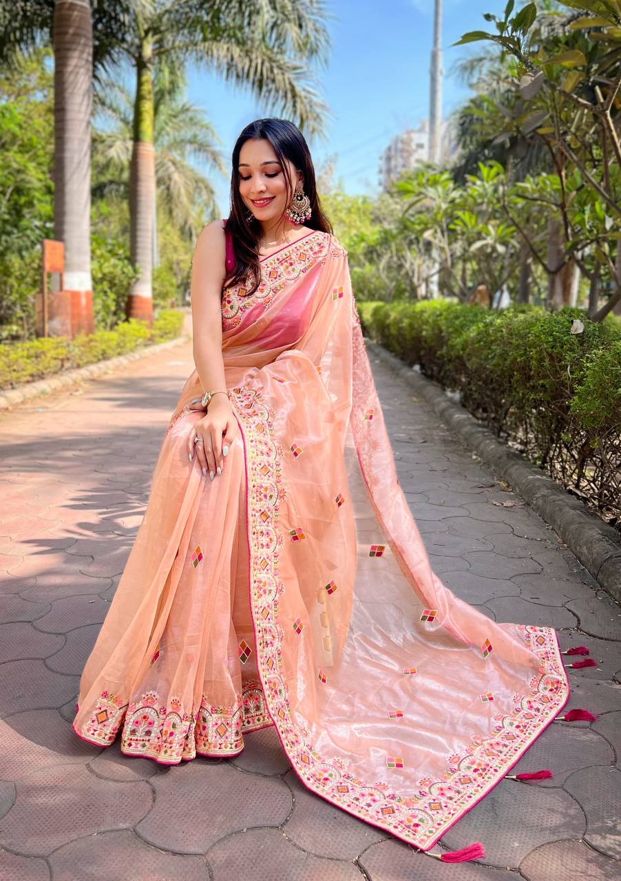 Designer Wedding Wear Twill Net Saree