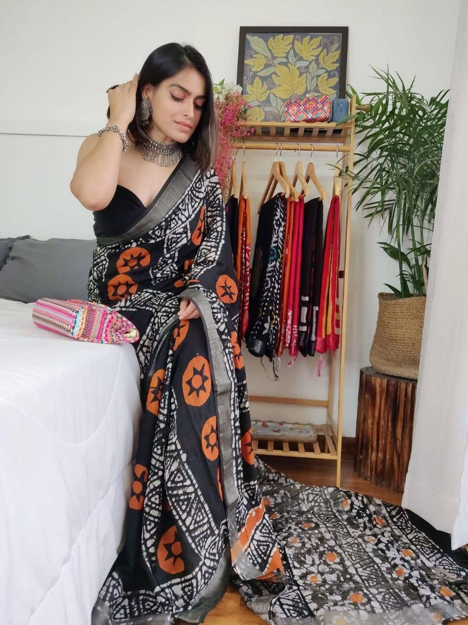 Digital Formal Printed Linen Saree