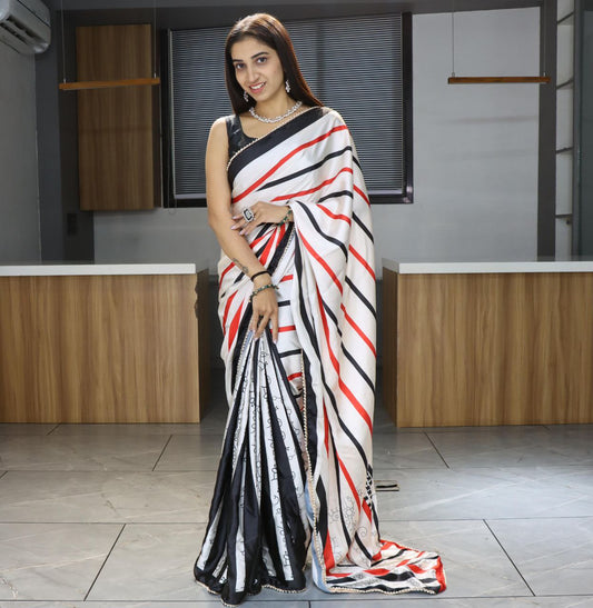 Digital Printed Japan Satin Saree