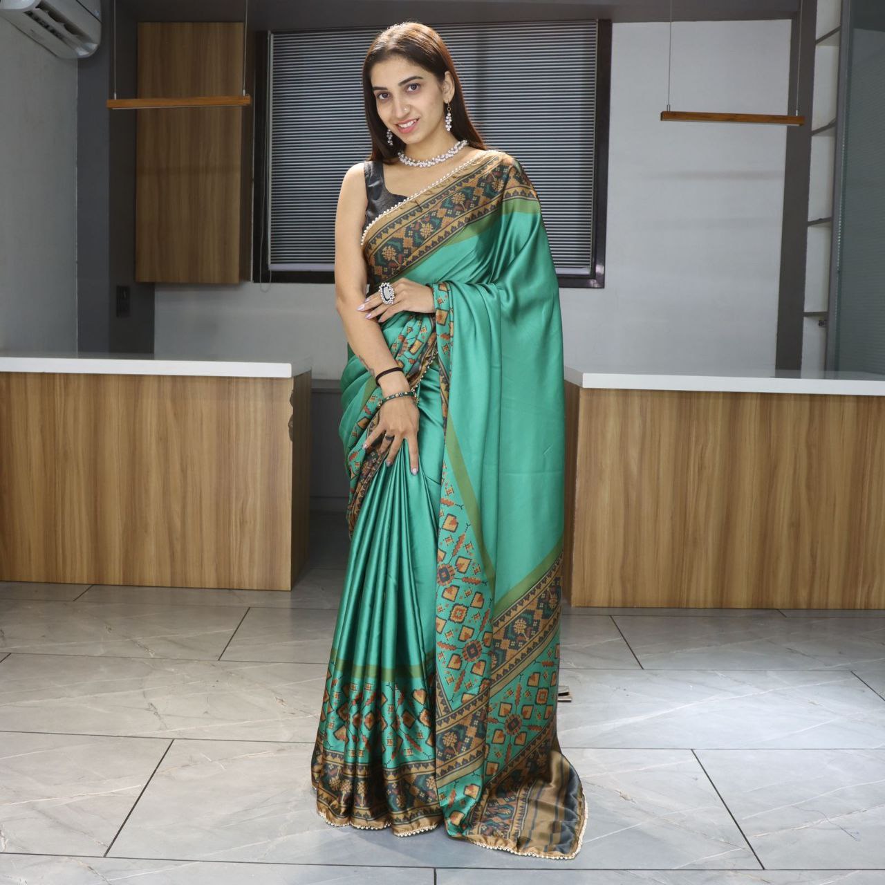 Digital Printed Japan Satin Saree