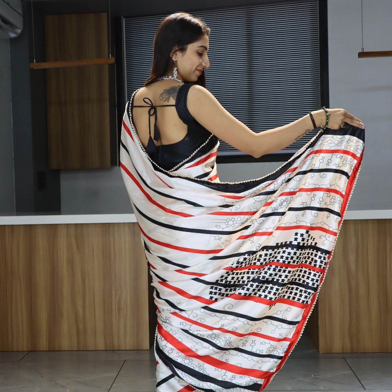 Digital Printed Japan Satin Saree