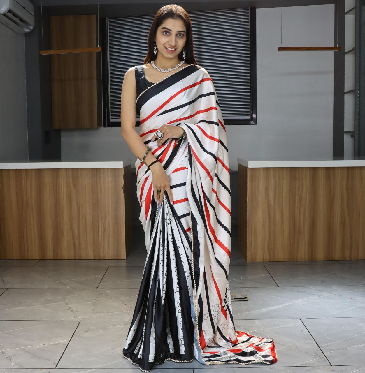 Digital Printed Japan Satin Saree