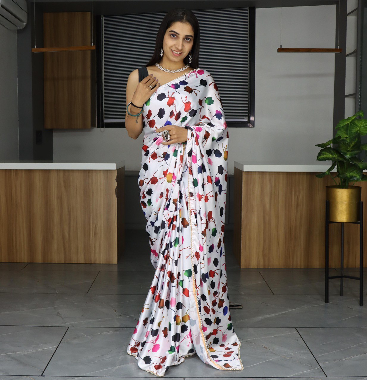 Digital Printed Japan Satin Saree