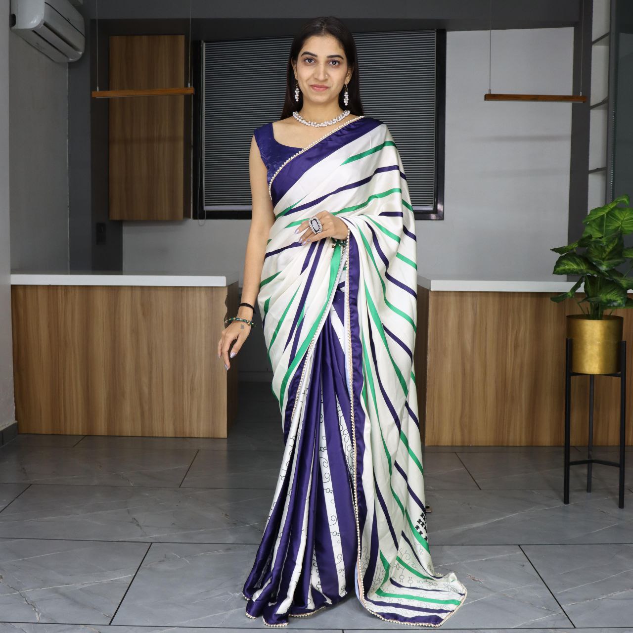 Digital Printed Japan Satin Saree