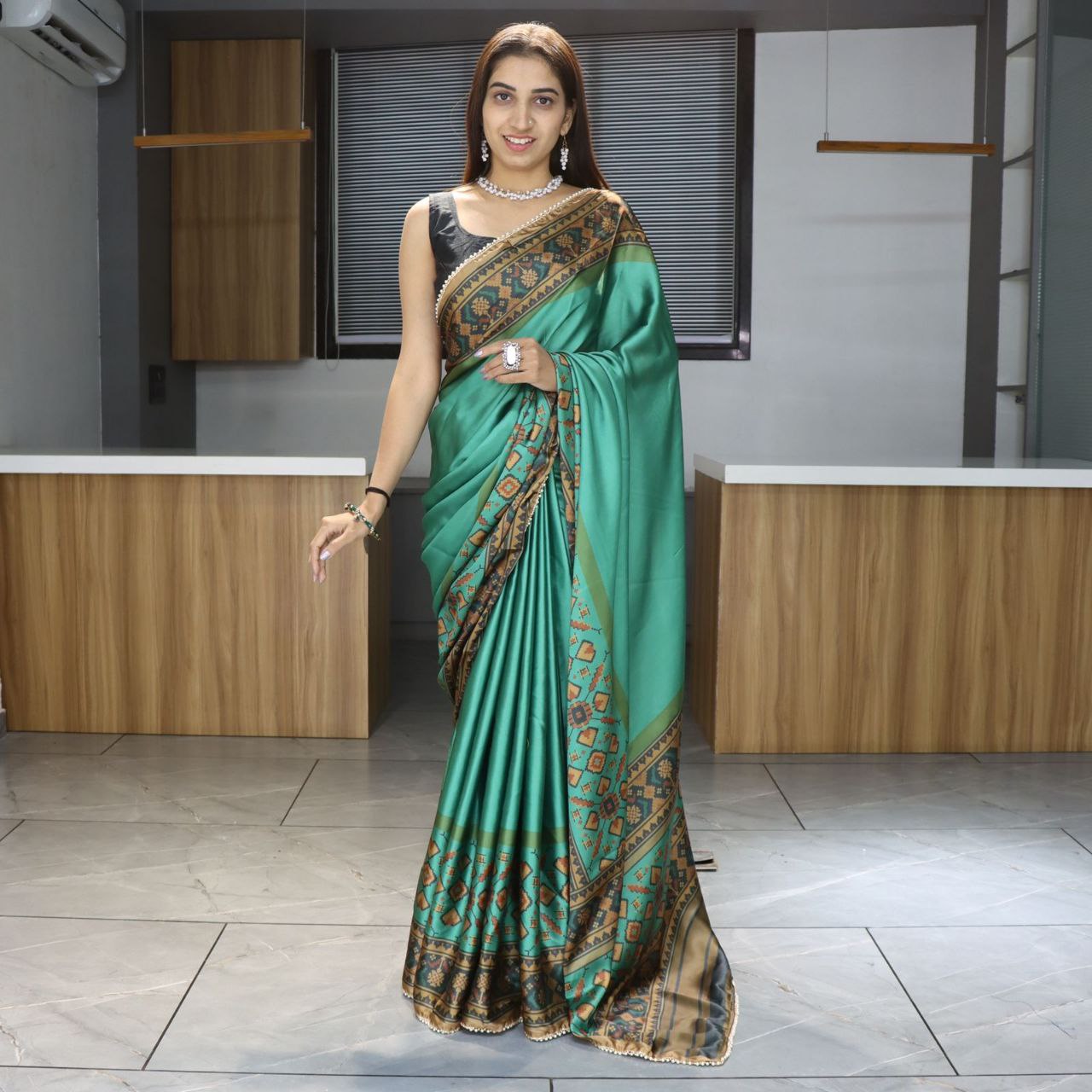 Digital Printed Japan Satin Saree