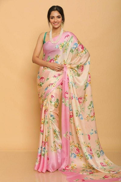 Digital Printed Japan Satin Silk Saree