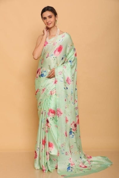 Digital Printed Japan Satin Silk Saree