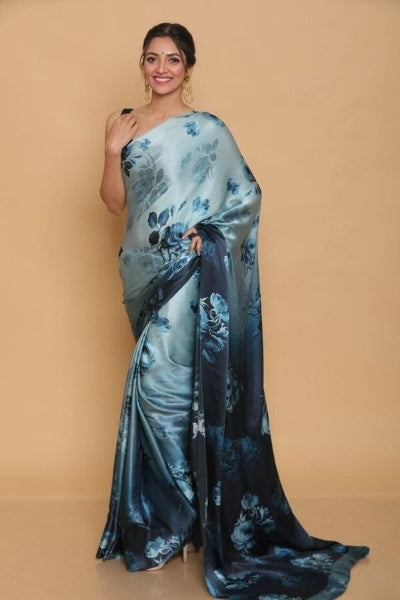 Digital Printed Japan Satin Silk Saree