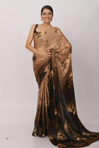 Digital Printed Japan Satin Silk Saree