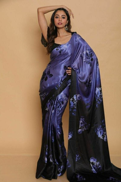 Digital Printed Japan Satin Silk Saree