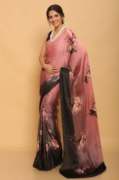 Digital Printed Japan Satin Silk Saree