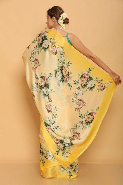 Digital Printed Japan Satin Silk Saree