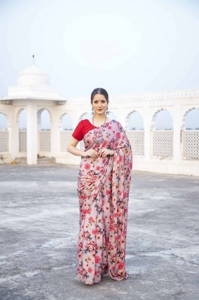 Digital Printed Japan Satin Silk Saree