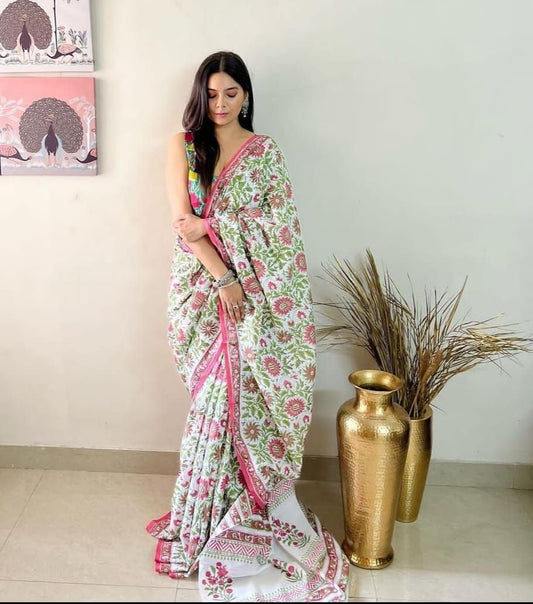 Digital Printed Linen Saree