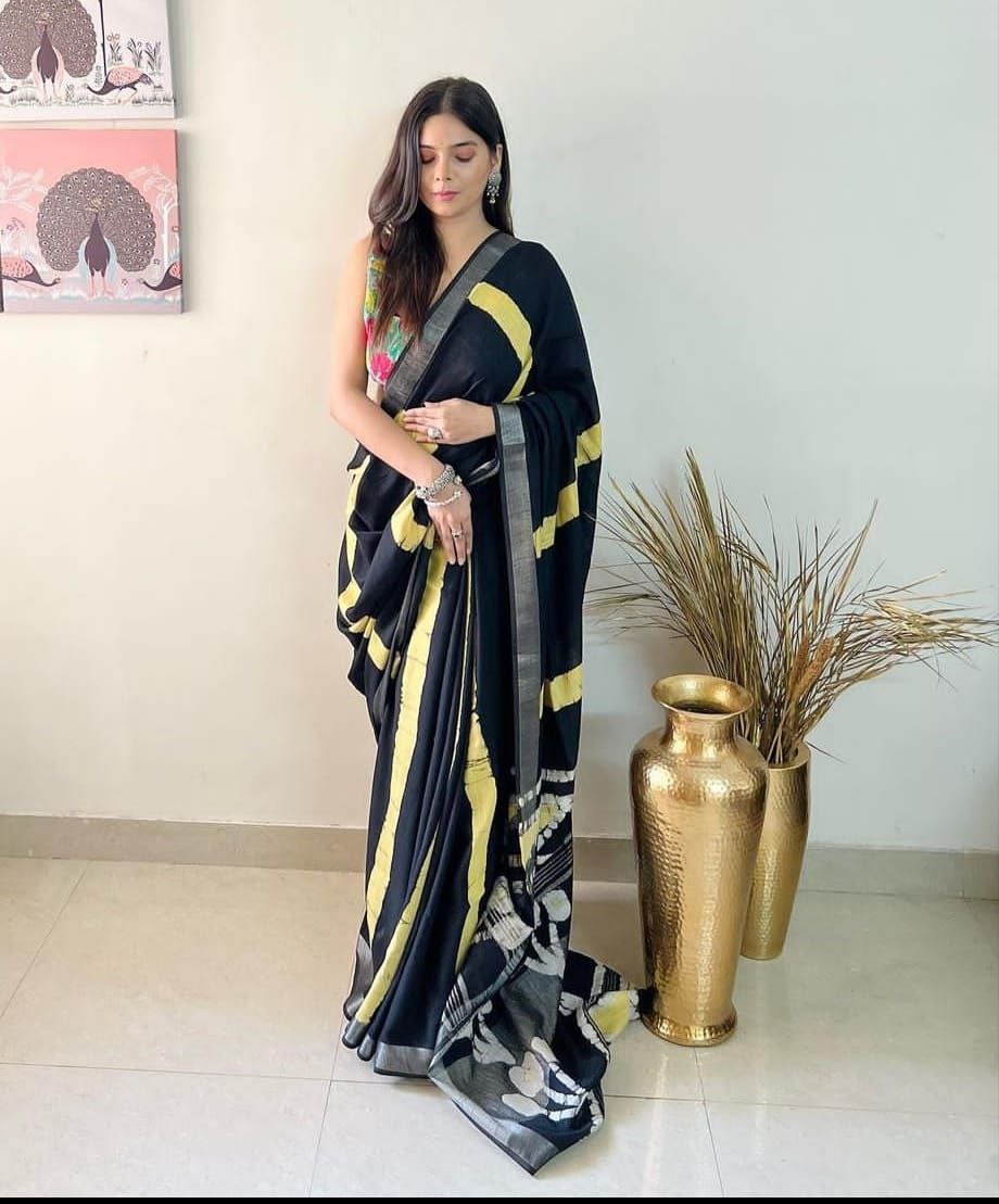 Digital Printed Linen Saree