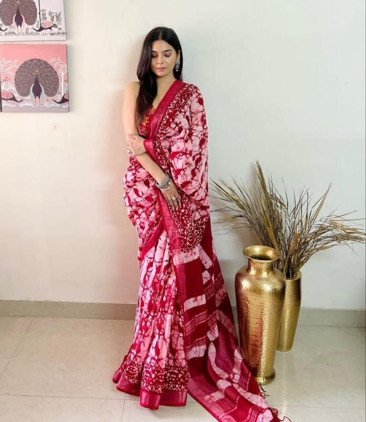 Digital Printed Linen Saree