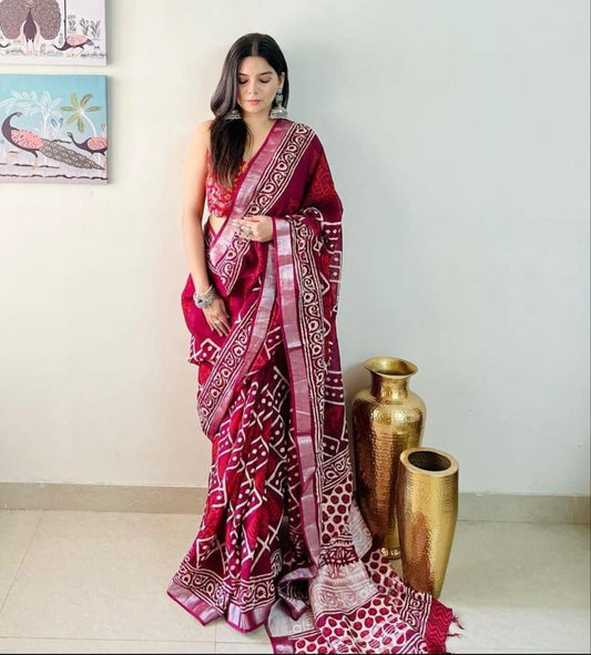 Digital Printed Linen Saree