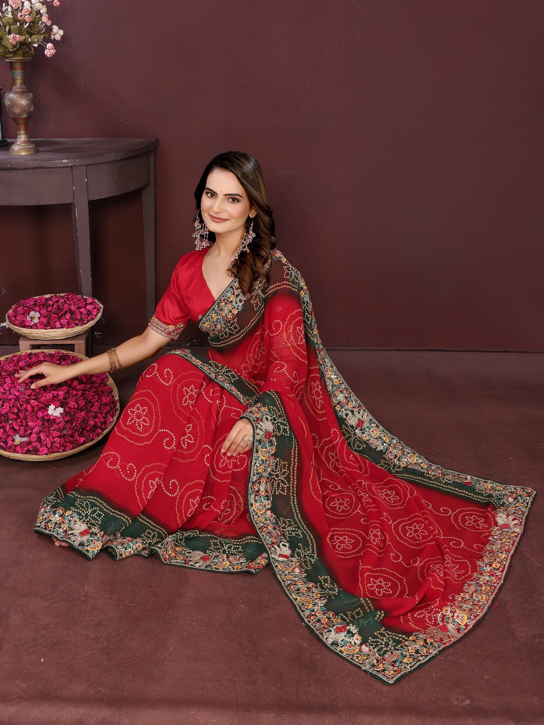 Digital Printed Wedding Wear Georgette Saree