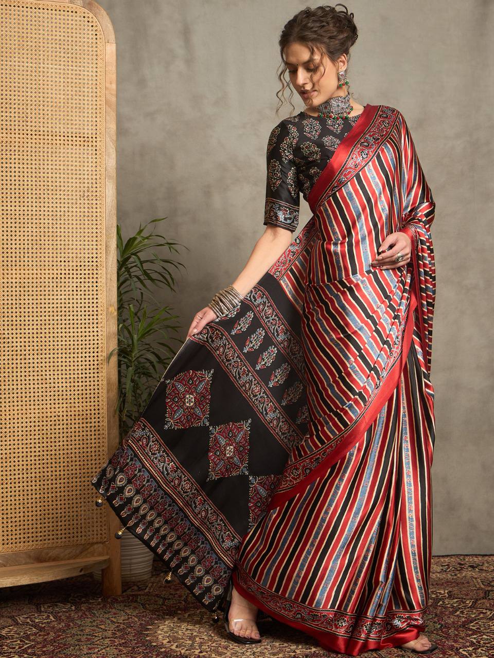 Fancy Japan Satin Silk Saree