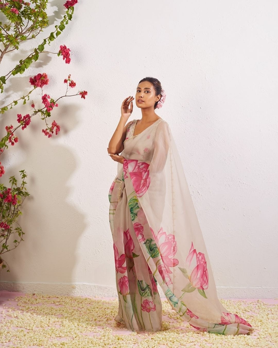 Floral Bollywood Organza Saree | Replica Design