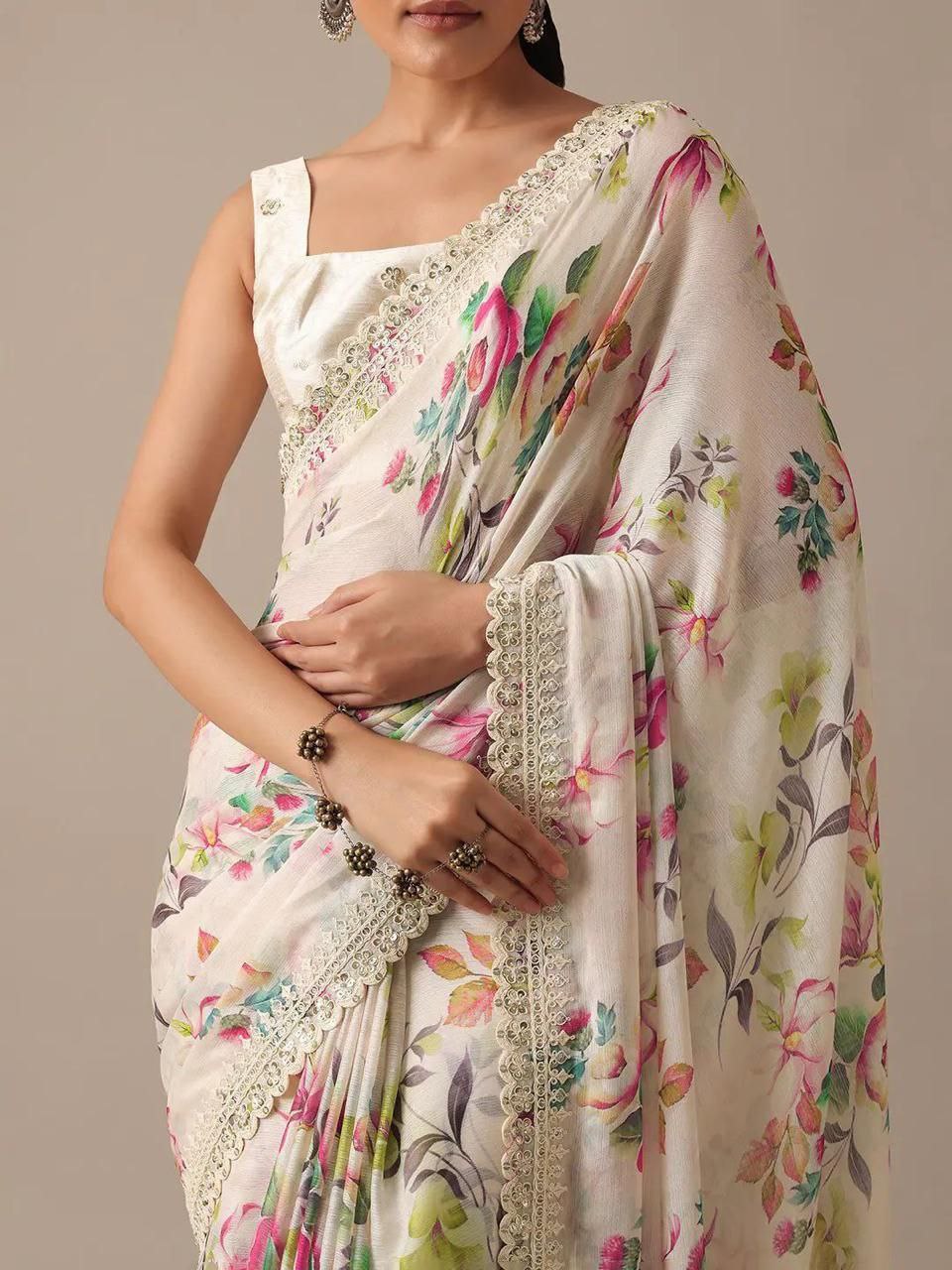 Floral Designer Georgette Saree | Replica Design