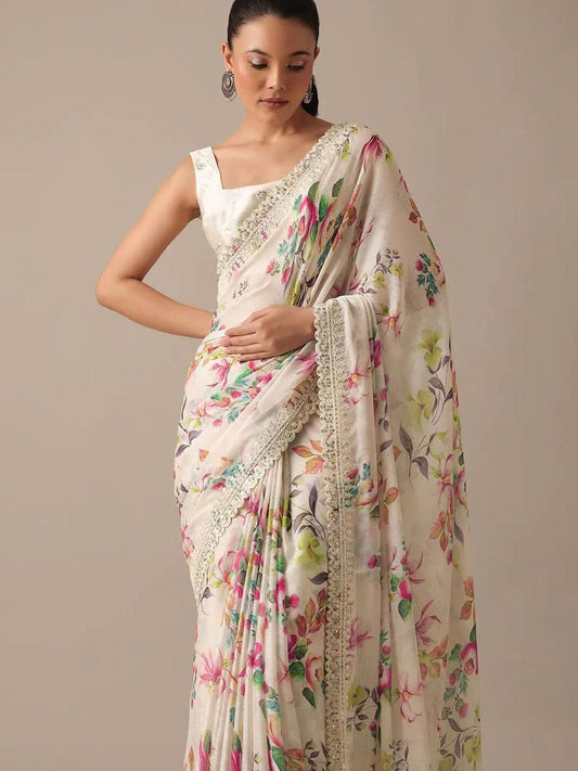 Floral Designer Georgette Saree | Replica Design