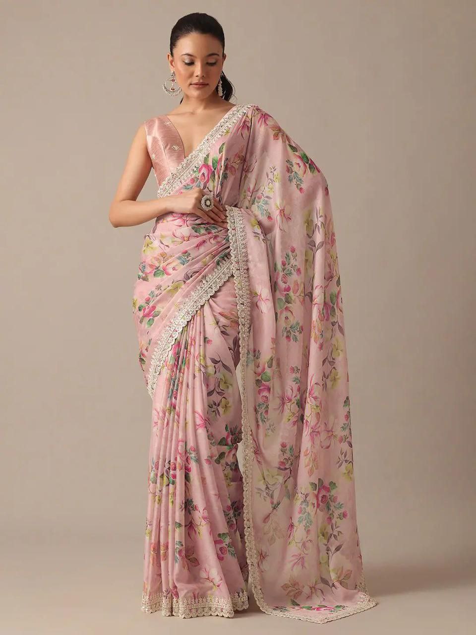 Floral Designer Georgette Saree | Replica Design