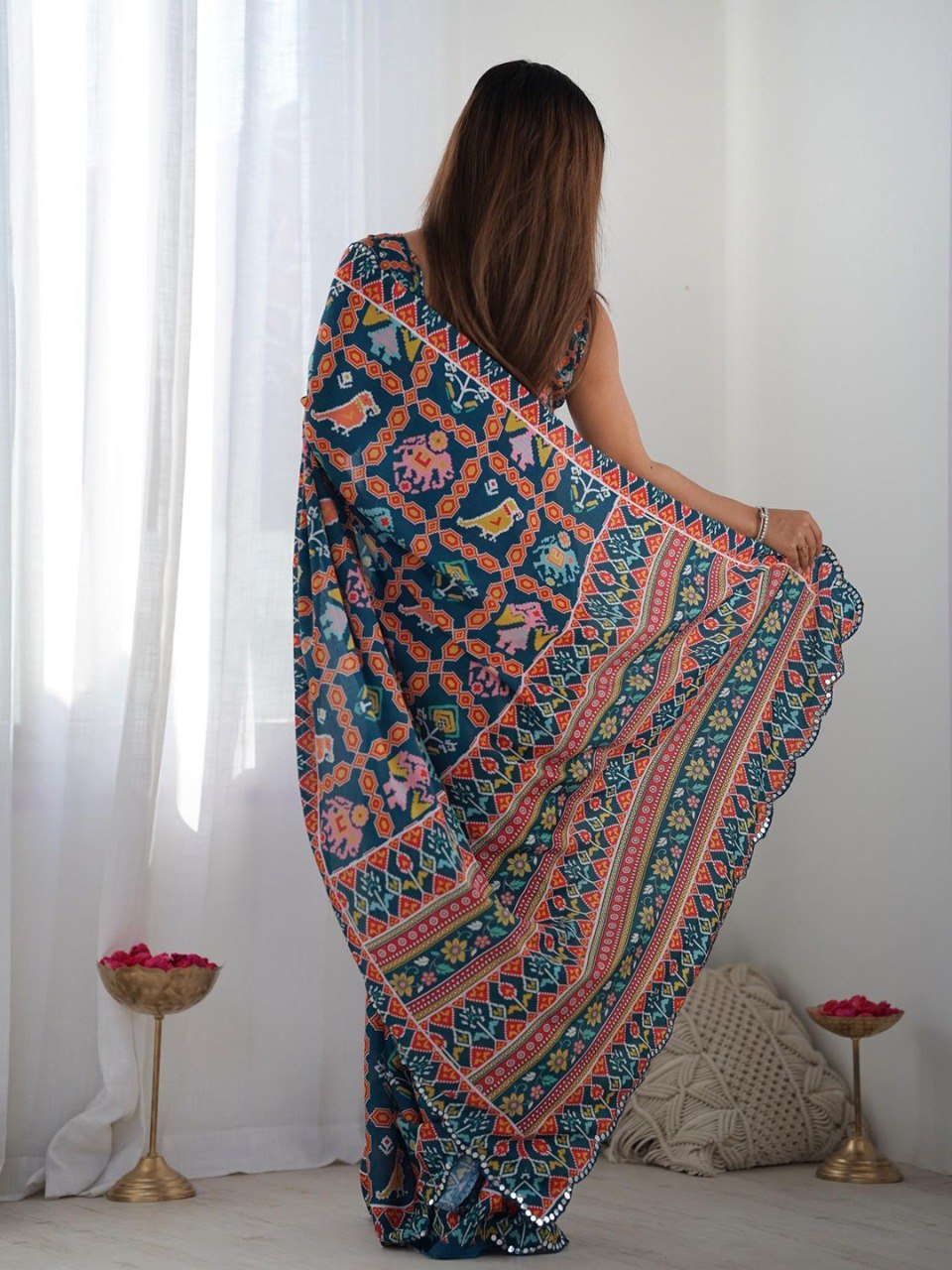 Floral Printed Designer Georgette Saree