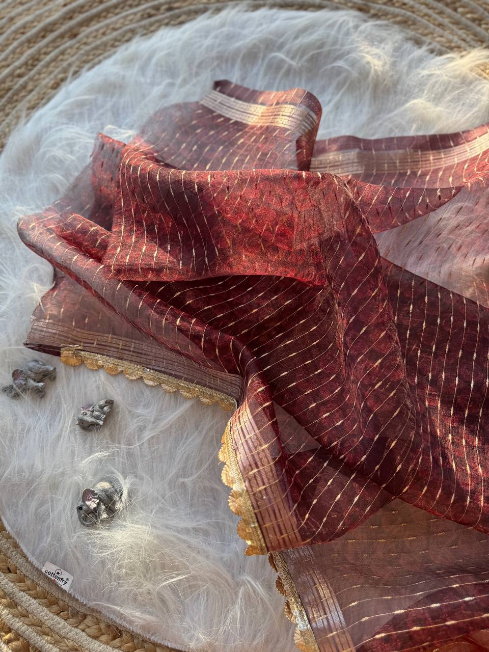 Floral Printed Designer Organza Silk Saree